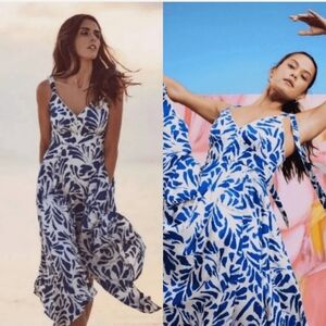 Alexis Blue and White Patterned Jumpsuit